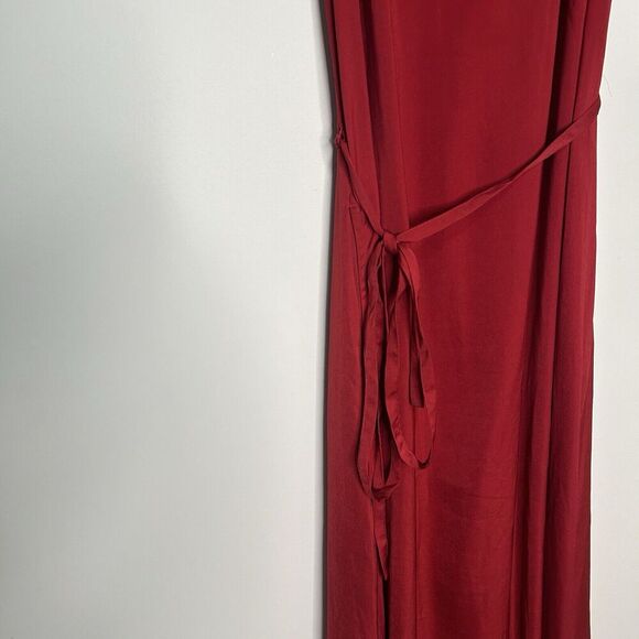 Banana Republic Dress Womens Large Maxi Belted Red Criss Cross Back Gown Formal - Picture 2 of 9